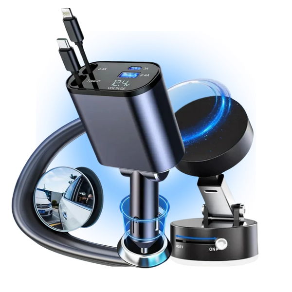 4 in 1 Retractable Car Charger Mobile Holder for Car Blind Spot Mirror for Car