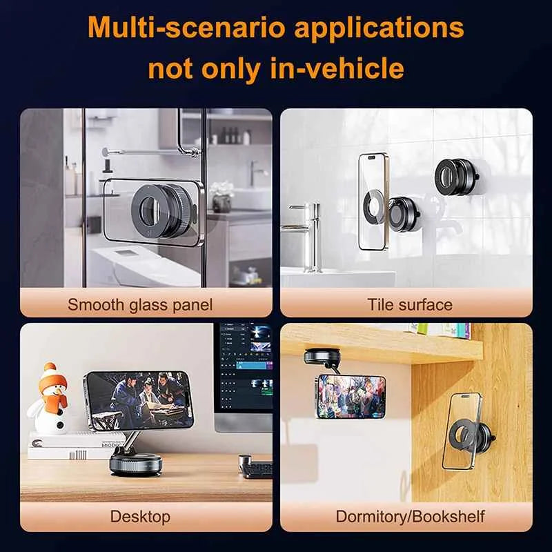 Magnetic 360° Car Phone Holder with Strong Suction Base