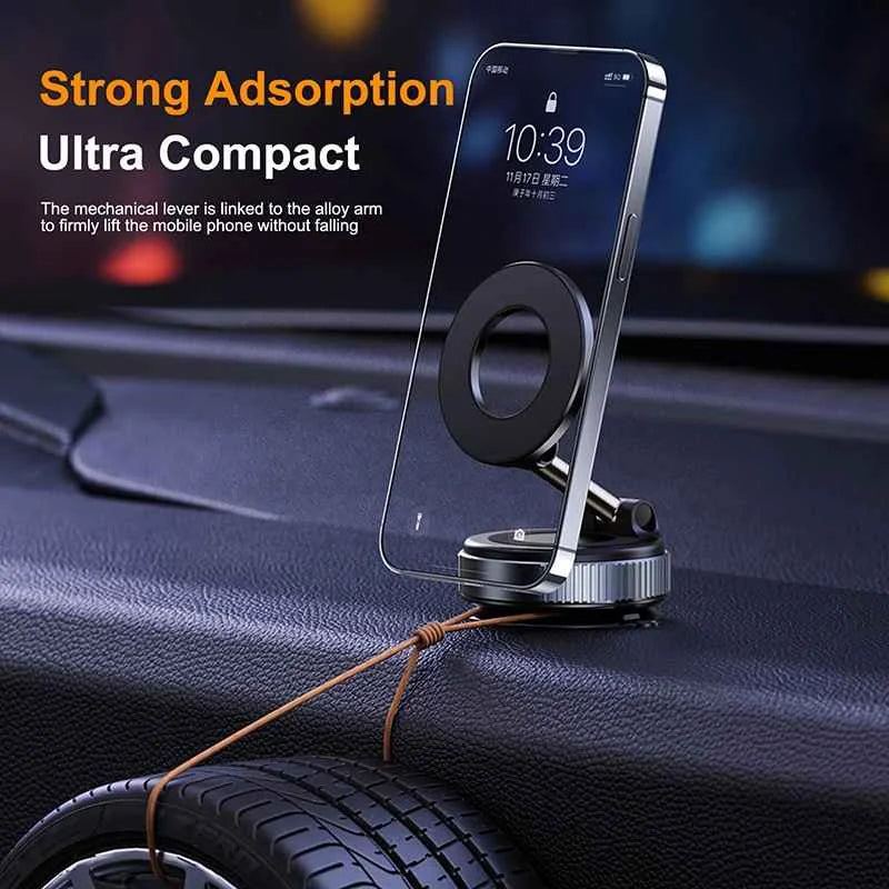 Magnetic 360° Car Phone Holder with Strong Suction Base